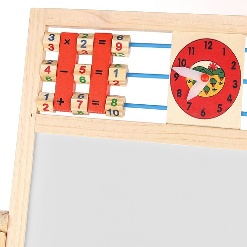 Tabla magnetica de scris cu 2 fete, suport,ceas si socotitoare, lemn,32x41x67 cm [5]