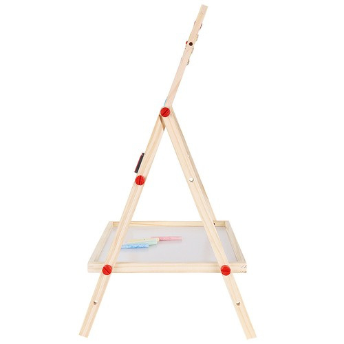 Tabla magnetica de scris cu 2 fete, suport,ceas si socotitoare, lemn,32x41x67 cm [10]