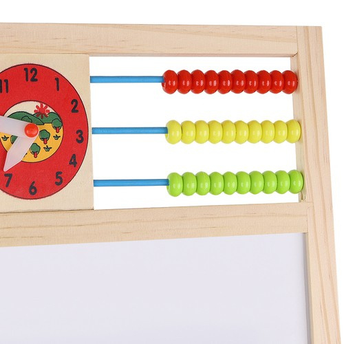 Tabla magnetica de scris cu 2 fete, suport,ceas si socotitoare, lemn,32x41x67 cm [6]