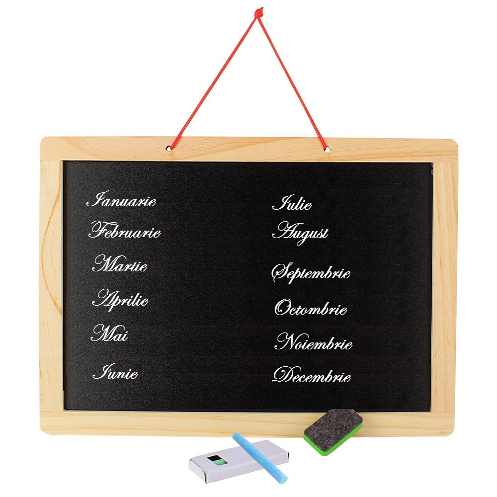 Tabla scolara cu 2 fete, de scris si desenat, rama din lemn,37x27 cm [3]