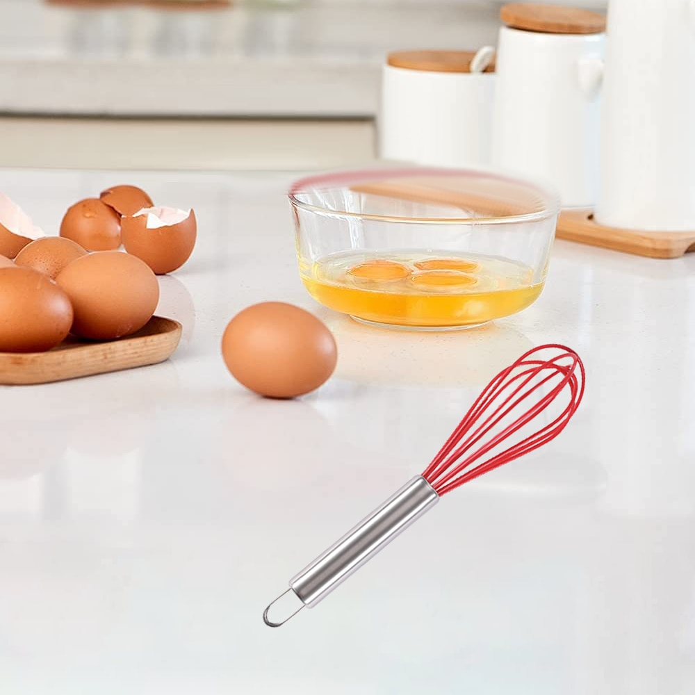 Tel de bucatarie, silicon, maner inox, ergonomic,25 cm, rosu/argintiu [4]