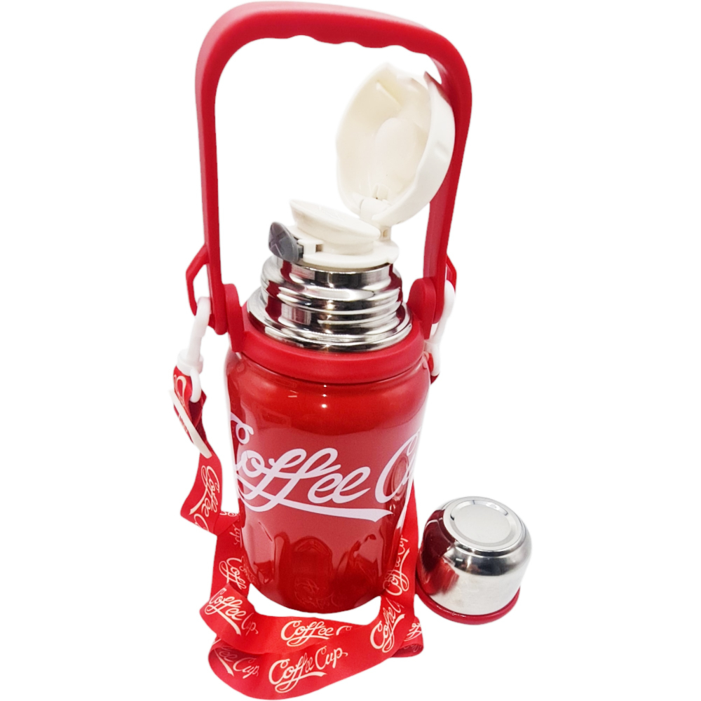 Termos portabil cu maner si bretea, otel inoxidabil,rosu,1200 ml [8]