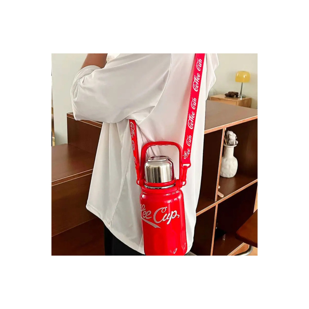 Termos portabil cu maner si bretea, otel inoxidabil,rosu,1200 ml [2]