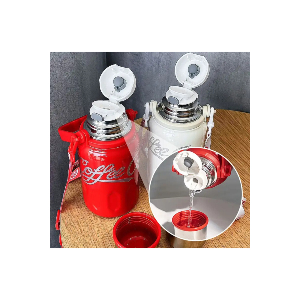 Termos portabil cu maner si bretea, otel inoxidabil,rosu,1200 ml [5]