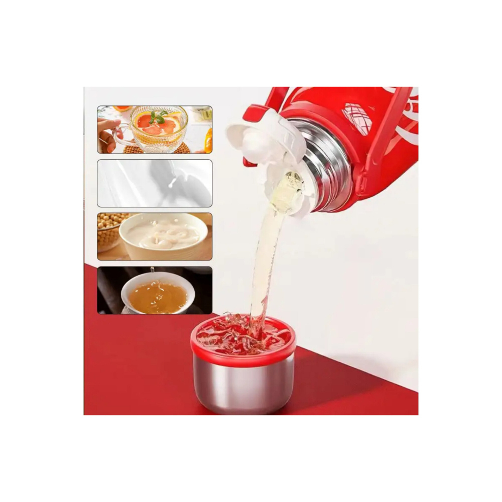 Termos portabil cu maner si bretea, otel inoxidabil,rosu,1200 ml [6]