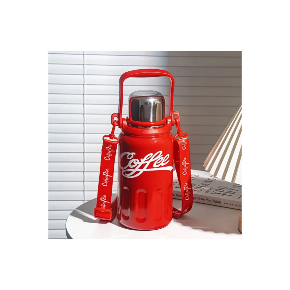 Termos portabil cu maner si bretea, otel inoxidabil,rosu,1200 ml [4]