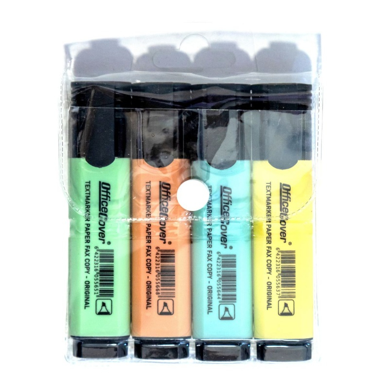 Textmarker Office Cover 2009-P, varf tesit, set 4 culori pastel