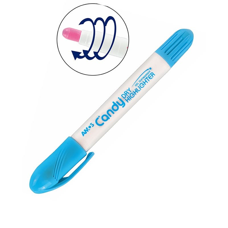 Textmarker uscat pentru evidentiere notite,varf durabil,bleu pastel [2]