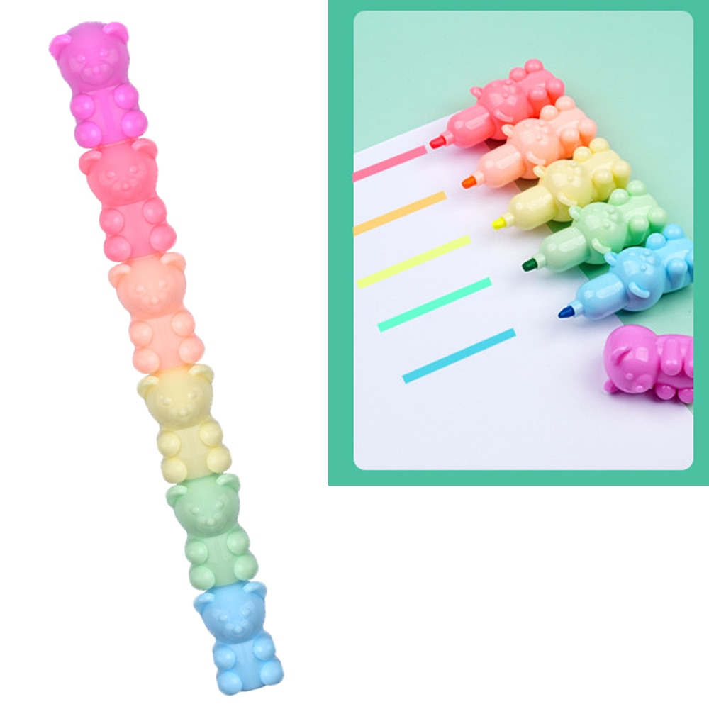 Textmarkere culori pastelate model ursulet,5 culori/set [2]