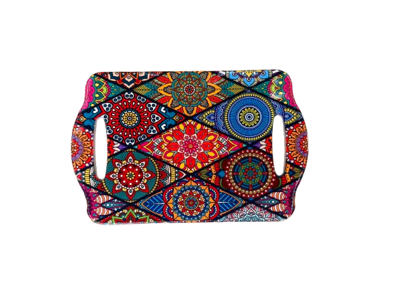 Tocator decorativ cu suprafata ceramica, model Ethnic Floral, 18x28 cm [2]