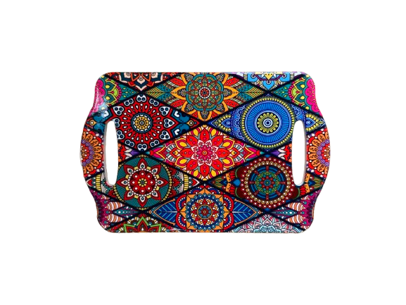 Tocator decorativ cu suprafata ceramica, model Ethnic Floral, 18x28 cm [1]