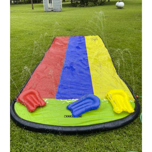 Topogan cu pulverizare apa pentru exterior,3 benzi alunecare,sarcina maxima 150 kg, 3 saltele gonflabile, 475 x 202 cm [7]