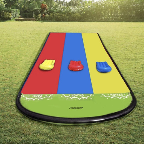 Topogan cu pulverizare apa pentru exterior,3 benzi alunecare,sarcina maxima 150 kg, 3 saltele gonflabile, 475 x 202 cm [9]