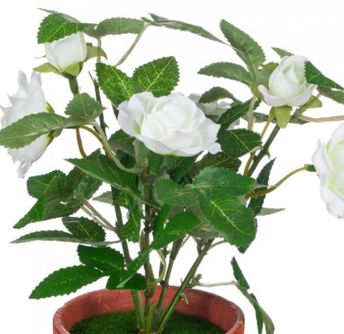Trandafir  alb artificial decorativ in ghiveci pentru interior [4]