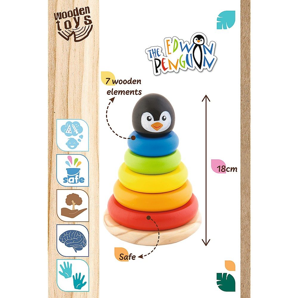 TREFL JUCARIE DE STIVUIRE DIN LEMN PINGUINUL EDWIN [3]
