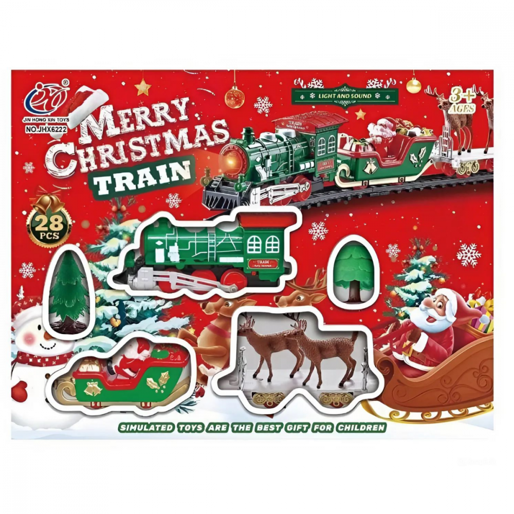 Tren de Craciun cu sanie vagon si accesorii, plastic,28 piese [1]