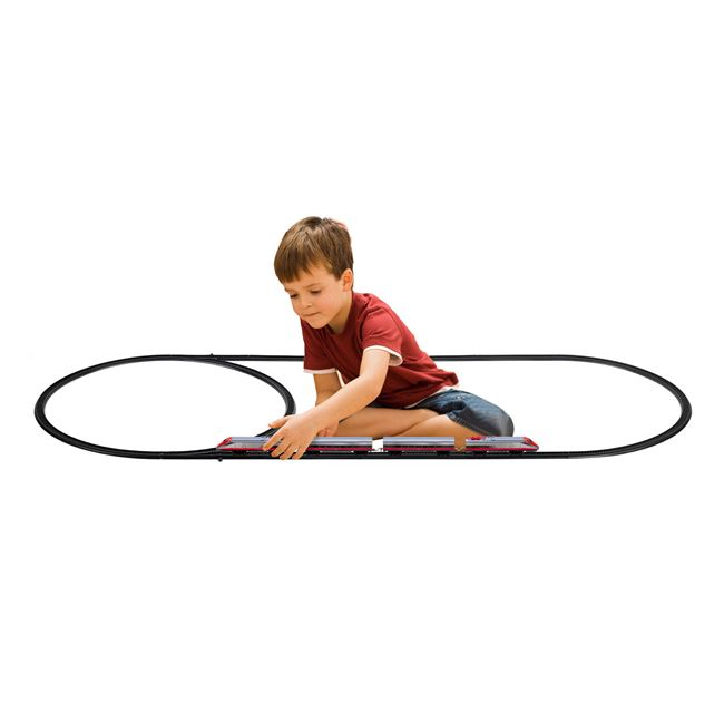 Tren oras cu 4 vagoane si sine, Plastic, Multicolor [4]