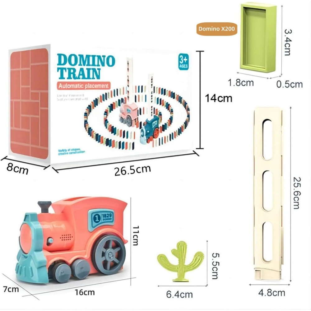 Trenulet cu sunet,lumina si joc domino,plastic,diverse culori,60 piese [3]