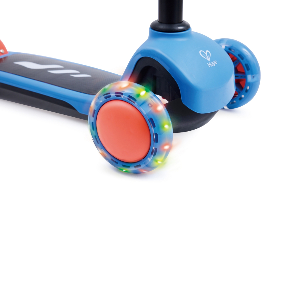 Trotineta pentru copii Hape Glide Kick Scooter, albastru, roti cu LED, 18 luni - 6 ani [5]