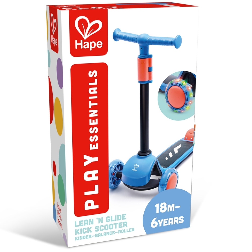 Trotineta pentru copii Hape Glide Kick Scooter, albastru, roti cu LED, 18 luni - 6 ani [2]