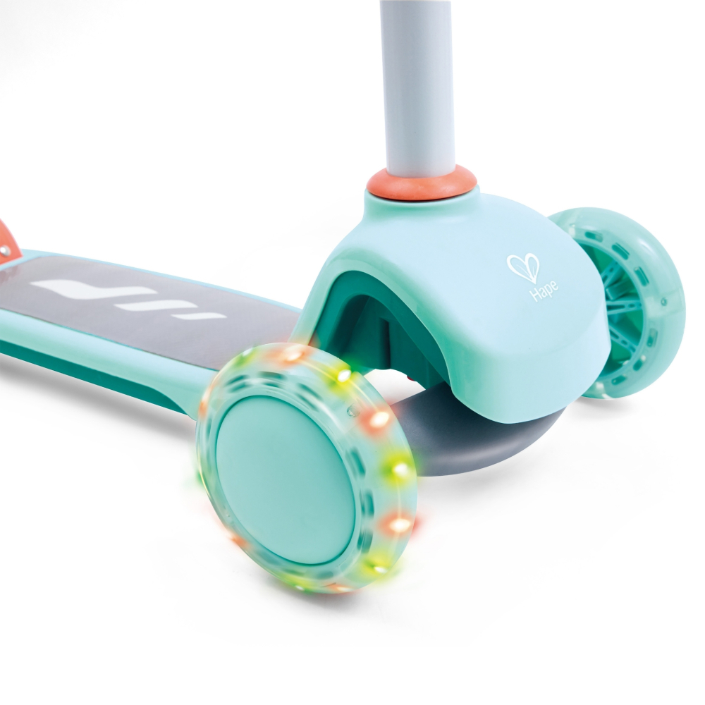 Trotineta pentru copii Hape Glide Kick Scooter, turcoaz, roti cu LED, 18 luni - 6 ani [2]