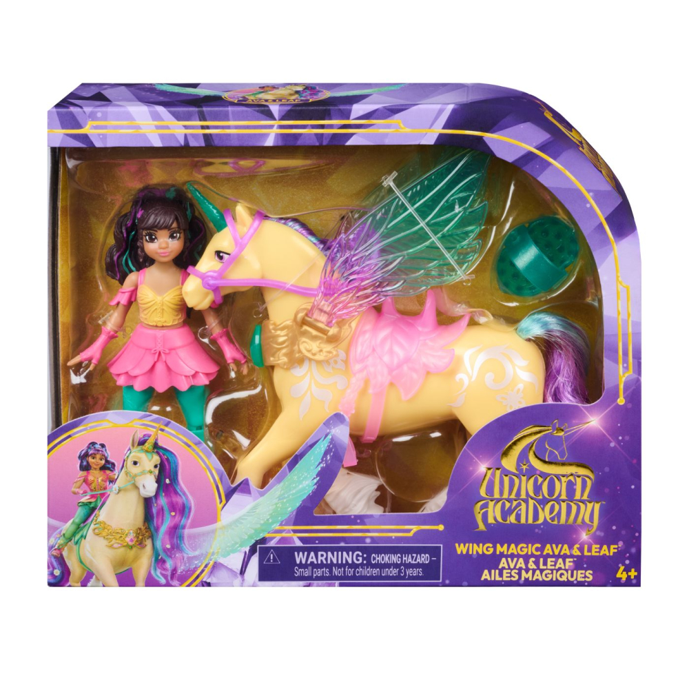 UNICORN ACADEMY SET MAGIA ARIPILOR CU PAPUSA AVA SI UNICORNUL LEAF CU ACCESORII