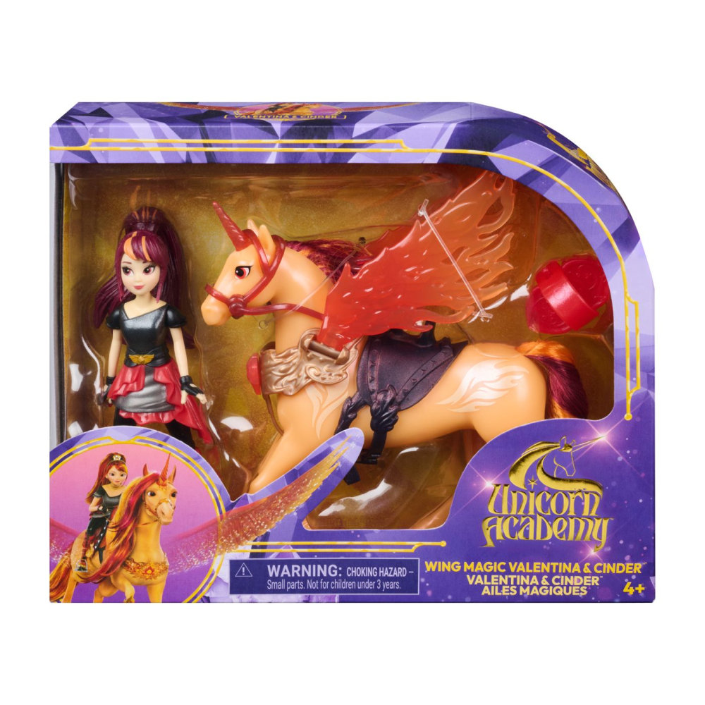 UNICORN ACADEMY SET MAGIA ARIPILOR CU PAPUSA VALENTINA SI UNICORNUL CINDER CU ACCESORII