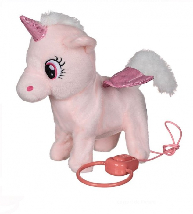 Unicorn interactiv cu sunet si lumini,roz,23