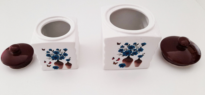 Set 7 recipiente condimente cu suport lemn [2]