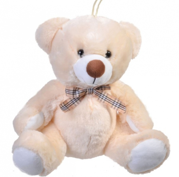 Ursuleț Alb-Bej de Plus cu Fundiță, 22 cm [2]