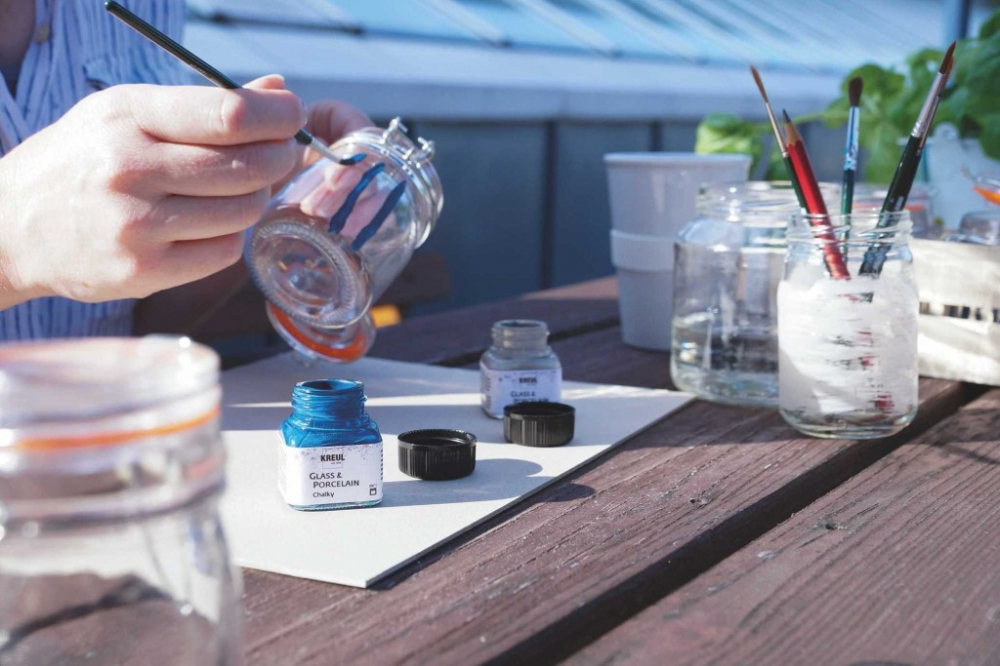Vopsea pentru sticlă și porțelan cu pensula inclusa,Chalky Kreul, 6 culori x 20 ml [3]