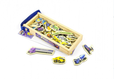 Puzzle - Stickere magnetice Masini si utilaje din lemn