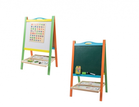 Jocuri si jucarii educative - Tabla educativa din lemn cu maner si cu 2 fete