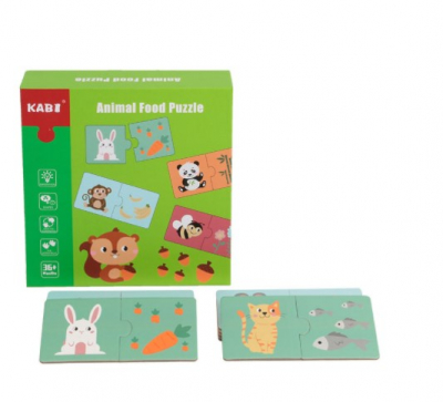 Puzzle - Puzzle educativ de asociere Ce mananca animalele