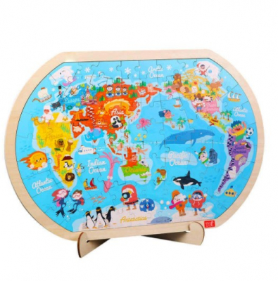 Harta lumii â€“ Puzzle interactiv din lemn pentru copii [1]