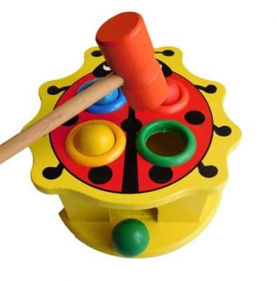 Jucarie din lemn cu bile si ciocan [1]