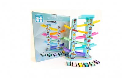 Pista 6 nivele de curse din lemn cu 6 masinute [2]