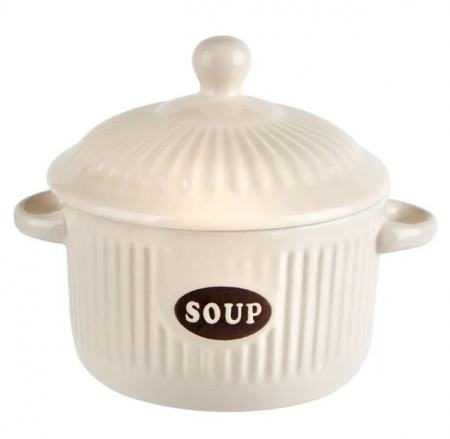 Set format din 6 boluri de servit din ceramica cu manere si capac pentru supa [1]