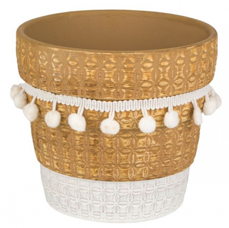 Decoratiuni - Ghiveci pentru flori din ceramica bej / alb