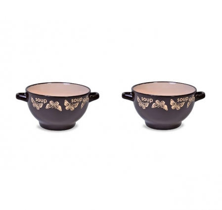 Set de 6 Boluri din Ceramică cu Model Fluturi - Perfecte pentru Supă! [1]