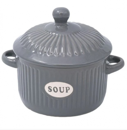 Set format din 6 boluri de servit din ceramica cu manere si capac pentru supa [2]