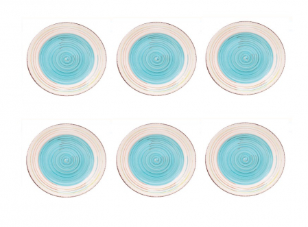 Farfurii - Set 6 farfurii albastre pentru servire din ceramica