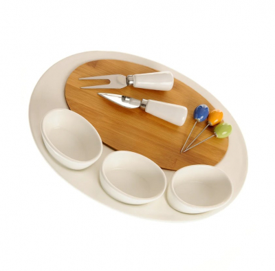 Platou servire din portelan cu bambus [1]