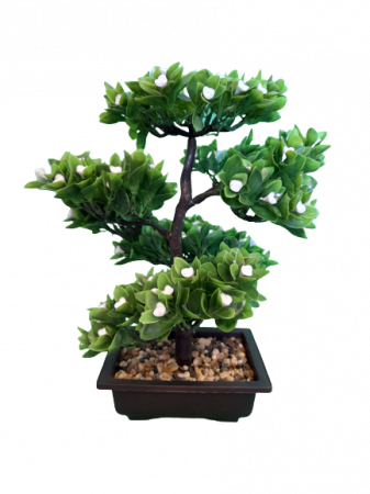 Decoratiuni - Bonsai decorativ artificial cu flori albe,33 cm,5 ramuri