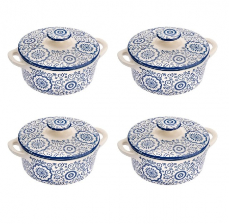 Set format din 6 boluri de servit din ceramica cu manere si capac pentru supa [3]