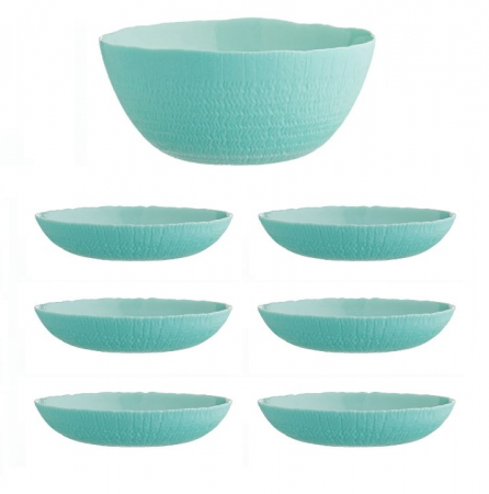 Articole Bucatarie - Set 7 boluri servire salata cu margini ondulate