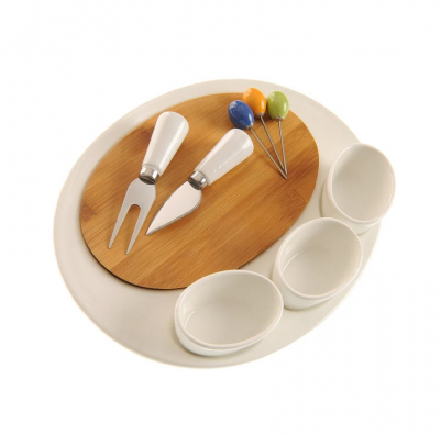 Platou servire din portelan cu bambus [2]