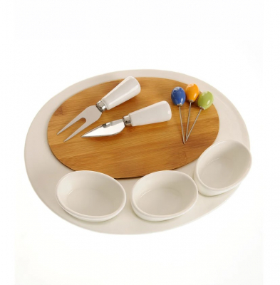 Platou servire din portelan cu bambus [3]