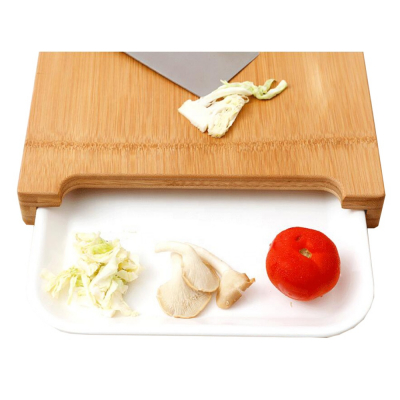 Tocator din bambus cu tava din portelan [3]