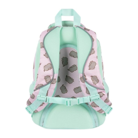 Ghiozdan scoala Pusheen, 4 compartimente, verde cu roz, 40x28x18 cm [2]